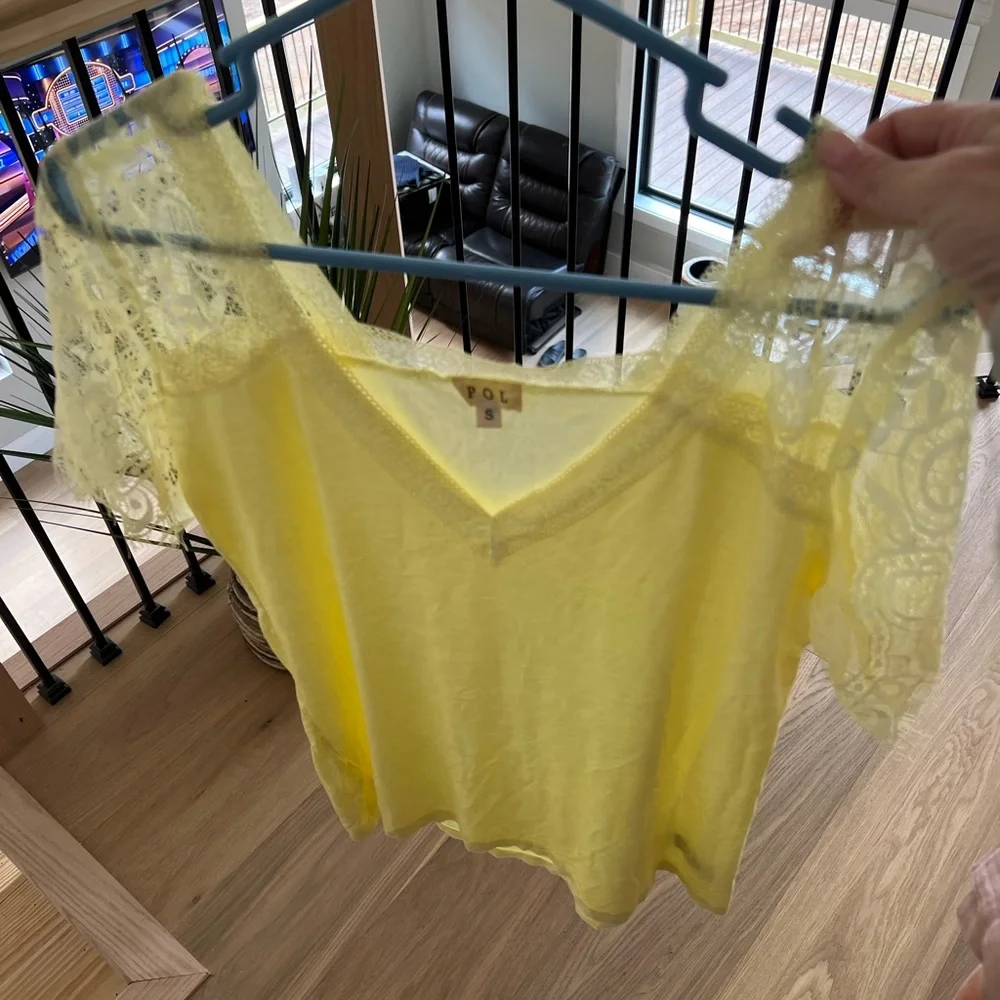Yellow size small Pol shirt, true to size with some stretch. - Picture 1 of 4